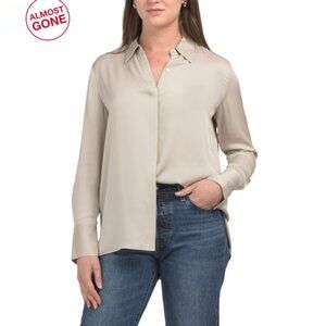 THEORY Soft Green Silk Sunaya Blouse